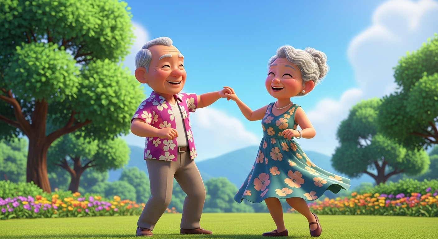 활기찬 노인 부부